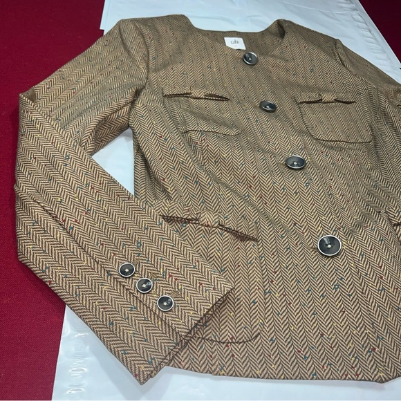 CAbi Penny Herringbone SPECKLED JACKET Button Blazer 3170 Bow pockets Round Neck - Picture 14 of 16